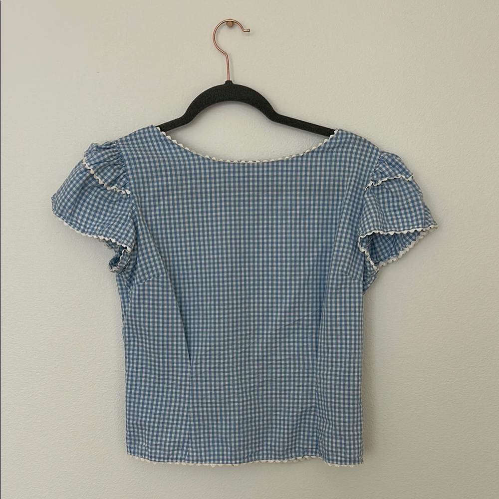 Blue Gingham Women's Top
